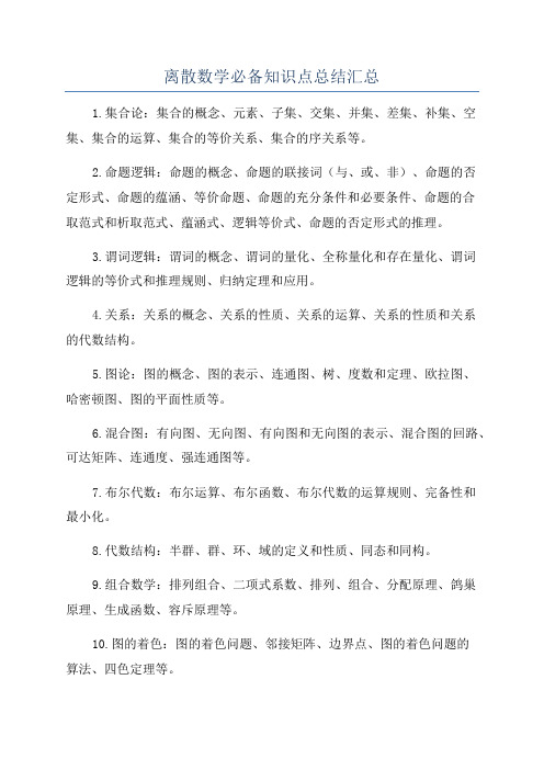 离散数学必备知识点总结汇总