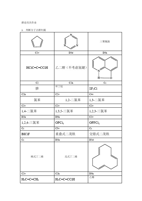 群论在化学中的应用习题集