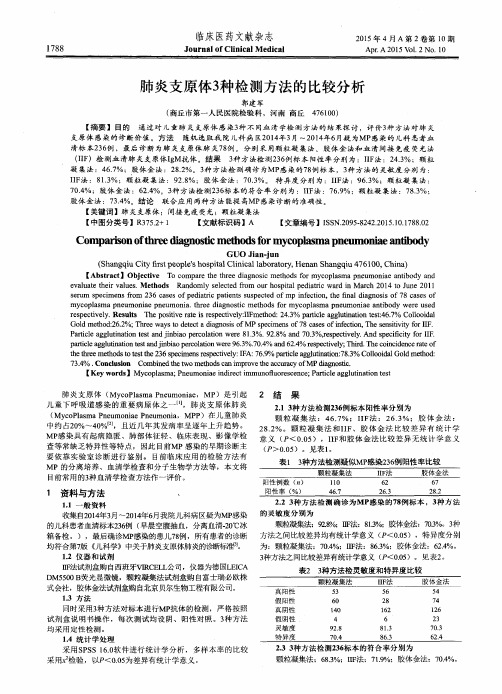 肺炎支原体3种检测方法的比较分析