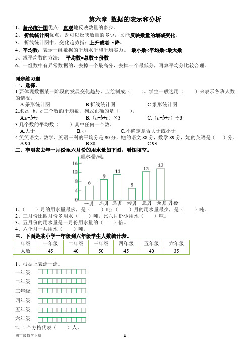 北师大版四年级数学下册--第六章 数据的表示和分析--同步练习题(含答案)