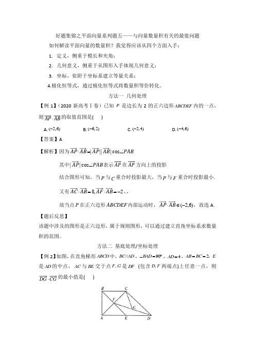 专题 平面向量数量积的最值的求法