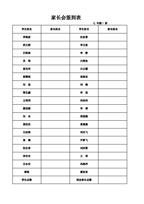 家长会签到表