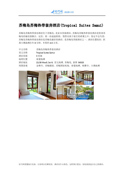 苏梅岛苏梅热带套房酒店(Tropical Suites Samui)