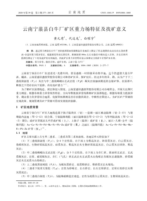 云南宁蒗县白牛厂矿区重力场特征及找矿意义