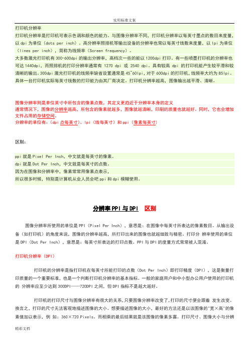 打印分辨率和图像分辨率区别