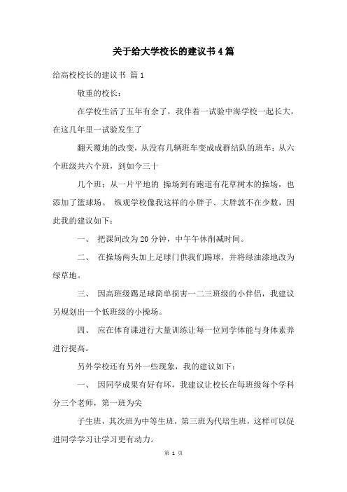 关于给大学校长的建议书4篇