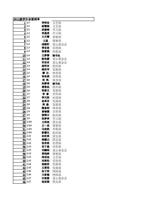 学生会签到单