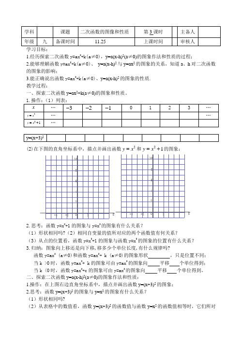 新苏科版九年级数学下册《5章 二次函数  5.2 二次函数的图像和性质  y=ax^2+k、y=a(x+m)^2的图像》教案_27