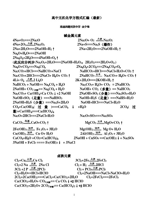 高中无机化学方程式汇编(最新).