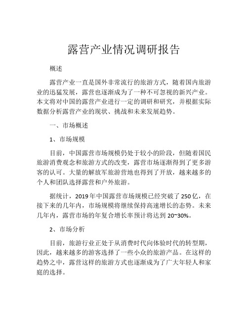 露营产业情况调研报告