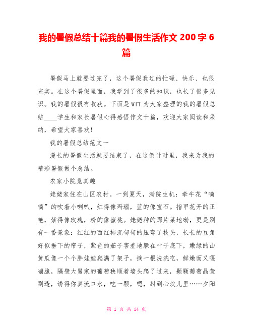 我的暑假总结十篇我的暑假生活作文200字6篇