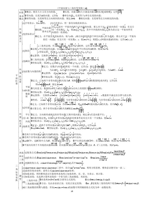 《平面向量》与《三角恒等变换》