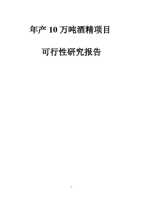 年产10万吨酒精项目可行性研究报告