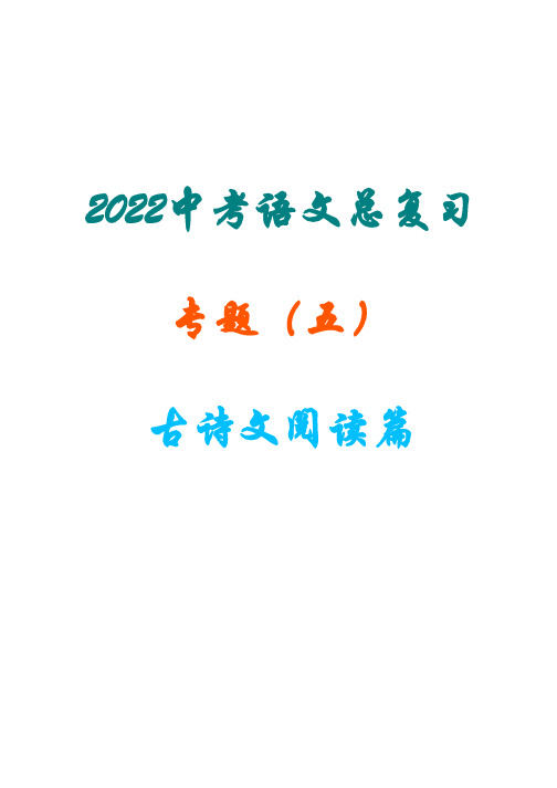 2022中考语文总复习专题-古诗文阅读篇