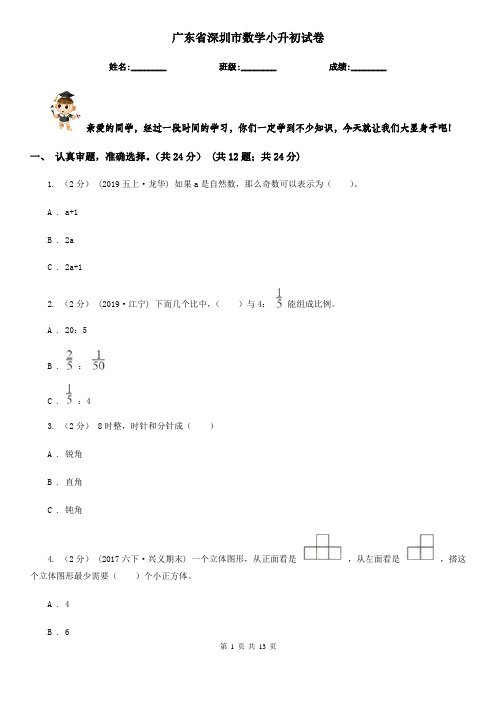 广东省深圳市数学小升初试卷