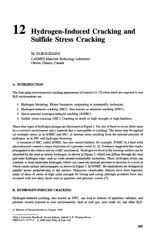 12 Hydrogen-Induced Cracking and sulfide stress cracking