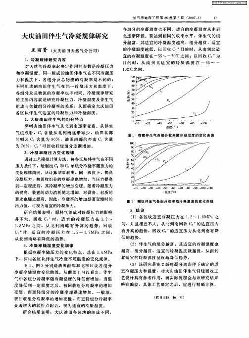 大庆油田伴生气冷凝规律研究