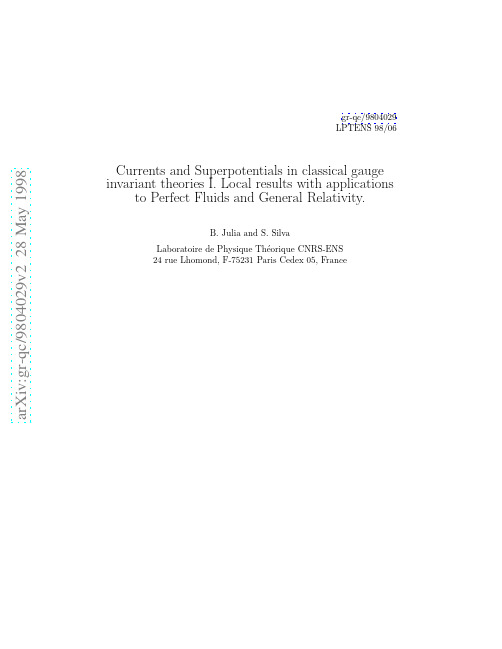 Currents and Superpotentials in classical gauge invariant theories I. Local results with ap