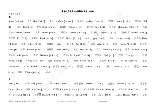 雅思听力常见人名及地名(含音标)