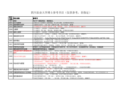 四川农业大学博士参考书2020