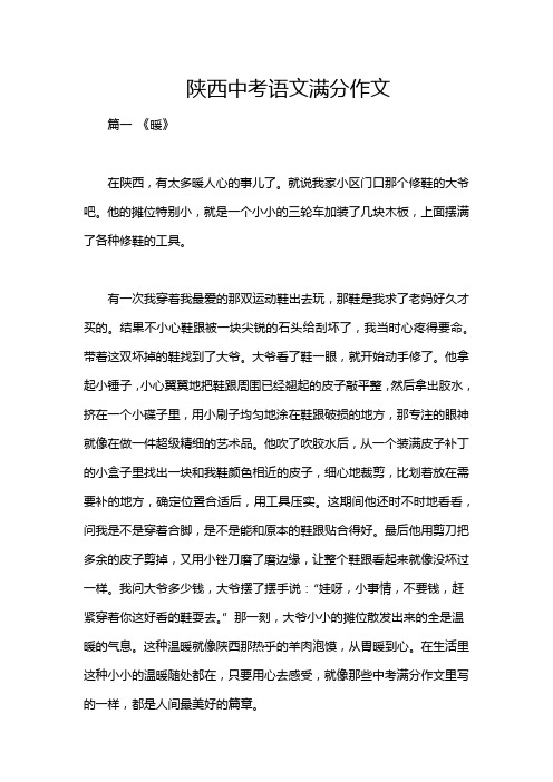 陕西中考语文满分作文