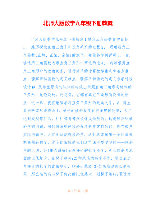 北师大版数学九年级下册教案