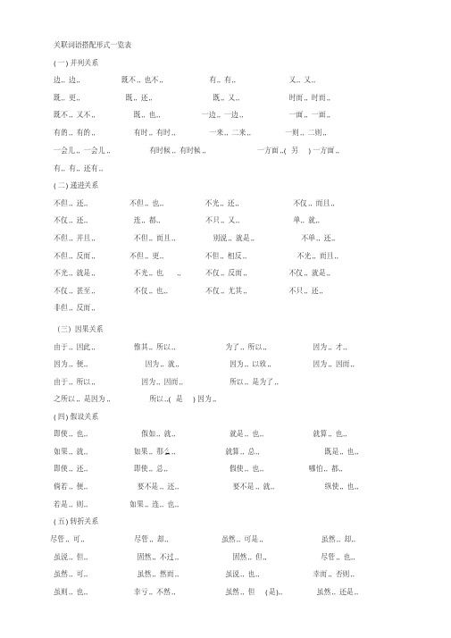 【精品】关联词语搭配形式一览表