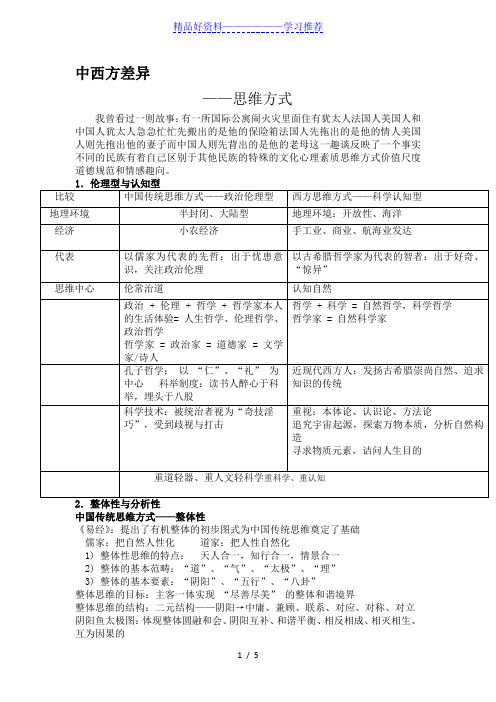 中西方差异之思维方式