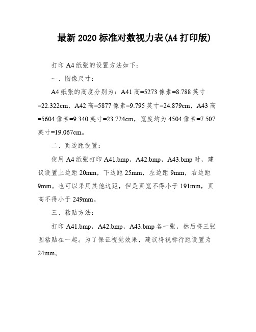 最新2020标准对数视力表(A4打印版)