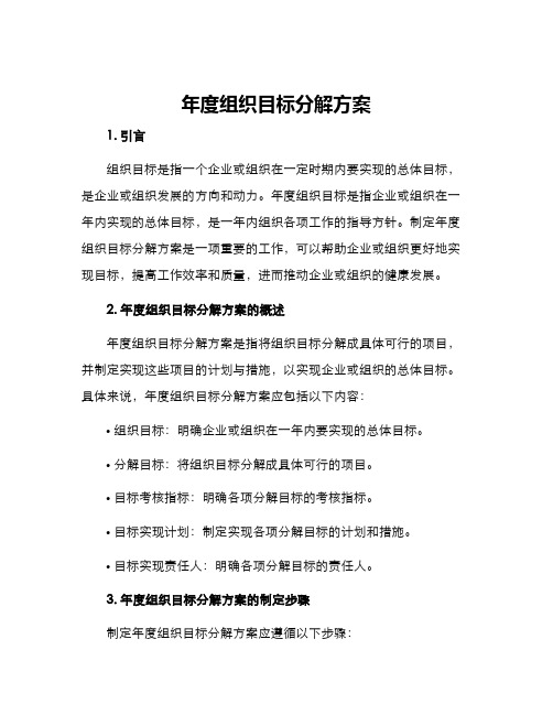 年度组织目标分解方案