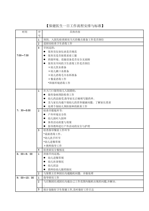 保健医生一日工作流程与内容