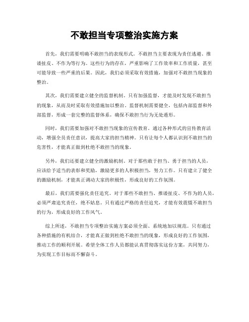 不敢担当专项整治实施方案