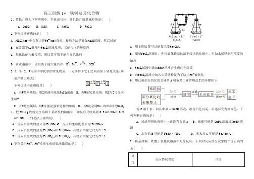 高三训练14  铁铜及其化合物