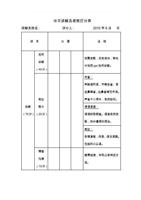 讲解员评分标准