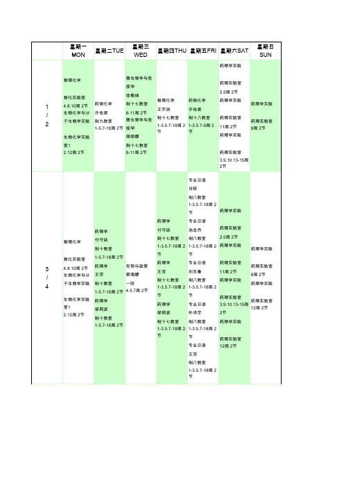 沈阳药科大学课表