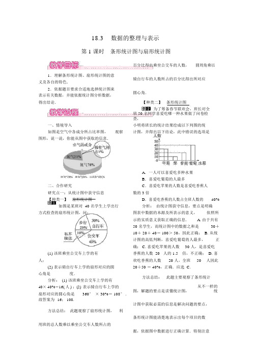 【冀教版八年级数学下册教案】18.3第1课时条形统计图与扇形统计图