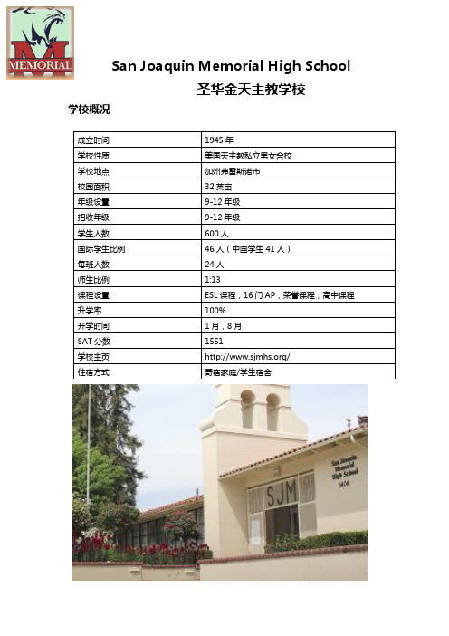 San Joaquin Memorial High School 圣华金天主教学校