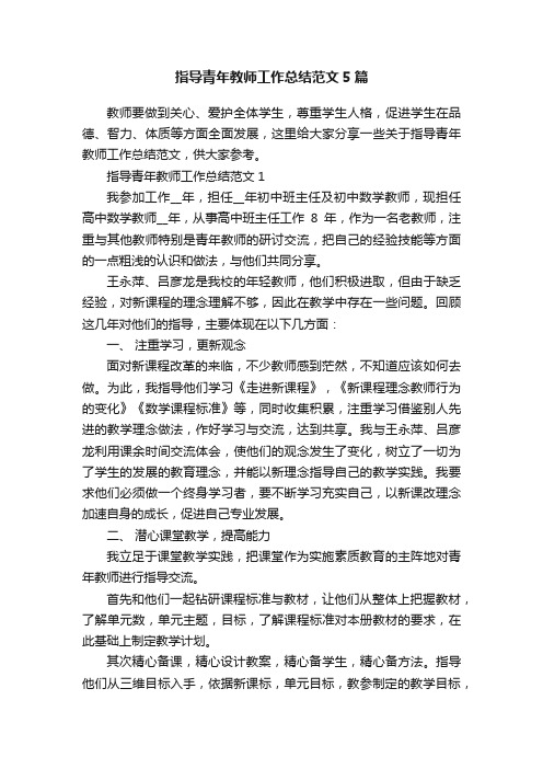 指导青年教师工作总结范文5篇