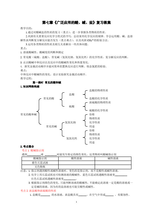 沪教版九年级化学第七章复习