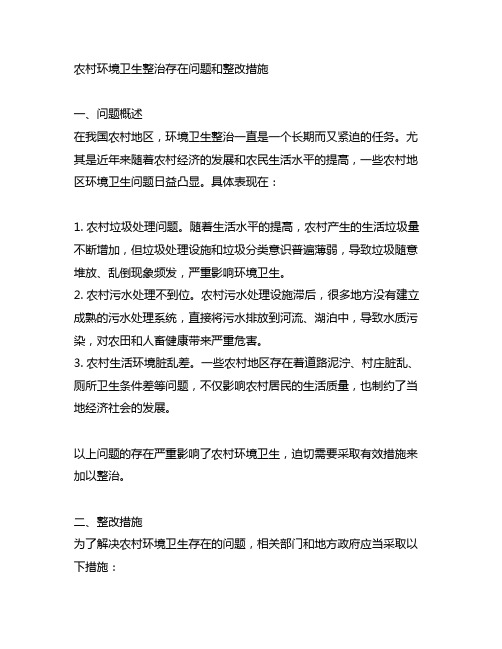 农村环境卫生整治存在问题和整改措施