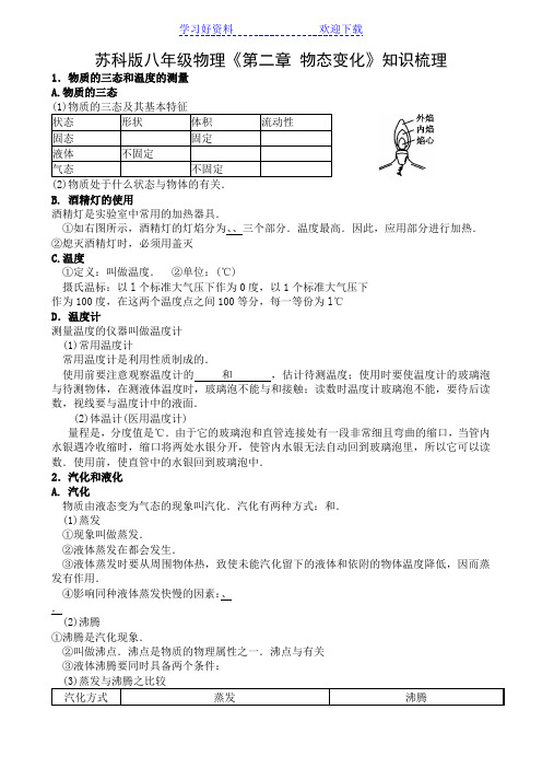 苏科版八年级物理《第二章物态变化》知识梳理