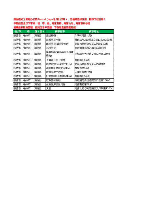 2020新版陕西省榆林市清涧县厨卫电器工商企业公司商家名录名单联系电话号码地址大全13家