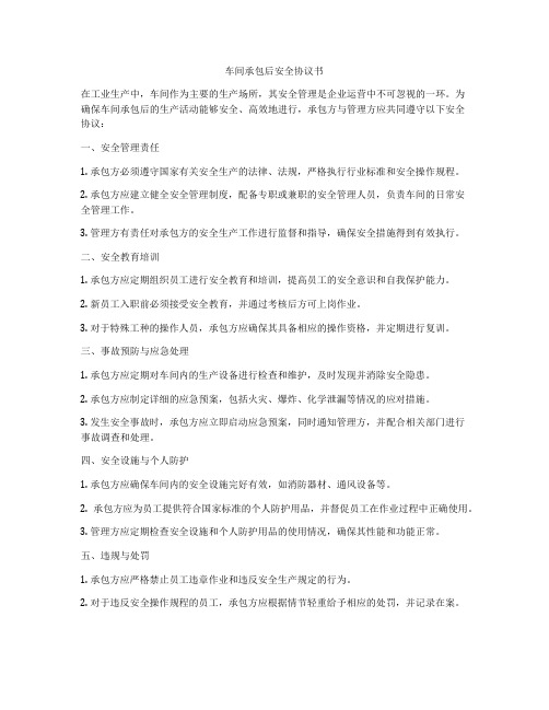 车间承包后安全协议书