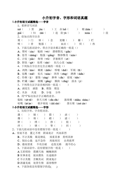 小升初字音字形和词语