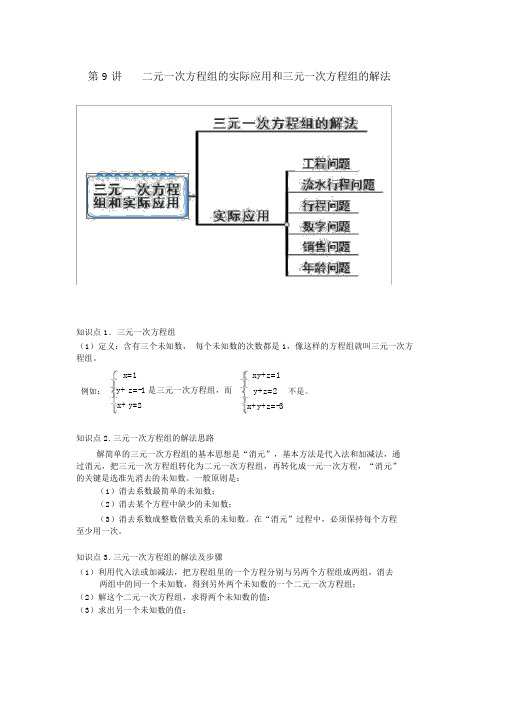 二元一次方程组的实际应用和三元一次方程组的解法