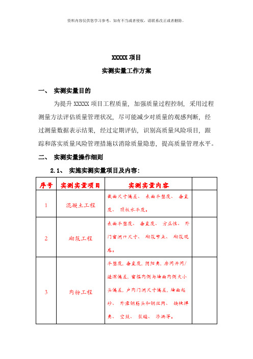 项目实测实量工作方案样本
