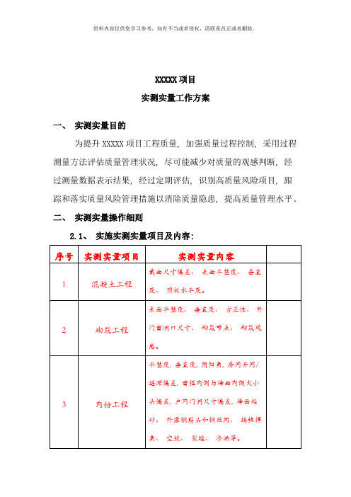 项目实测实量工作方案样本