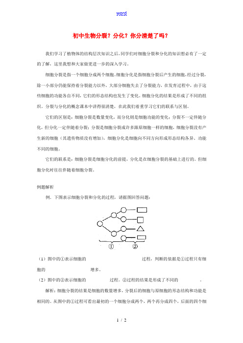 初中生物分裂？分化？你分清楚了吗？学法指导