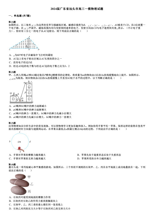 2024届广东省汕头市高三一模物理试题