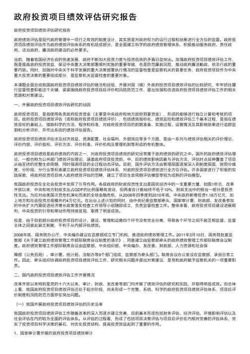 政府投资项目绩效评估研究报告